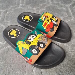 CHILDRENS MULES SLIDES TRUCK CARTOON SLIPPERS BOYS SIZE 1-1.5 EU 32/33
